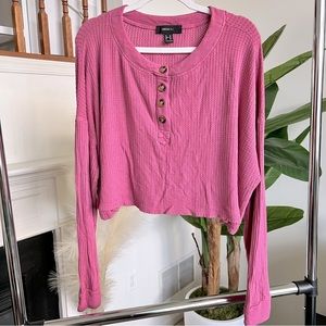 F21 Plus Size Waffle Knit Henley Top